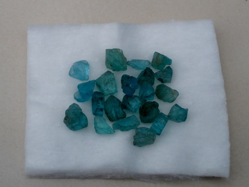 Blue Apatite crystal rough gem mix parcel over 25 carats image 1