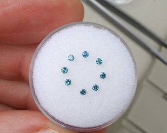8 Blue Natural Diamond Loose Faceted Rounds 1.5mm each