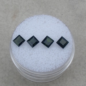 4 Dark Green Tourmaline Square Gems 4mm each