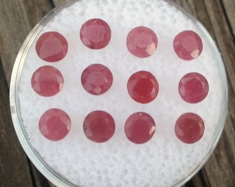 12 Ruby Round Natural Loose Faceted Gems 4.0mm Each