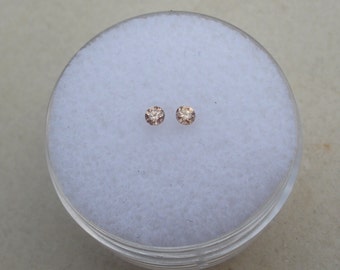 Pink Champagne Diamond Round Loose Faceted Natural Pair 2mm