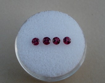 4 Garnet Round loose faceted natural gems 3mm each
