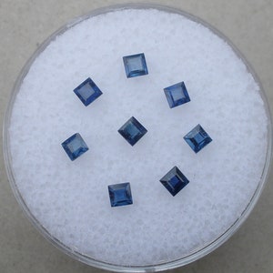 8 Blue Sapphires Princess Loose Faceted Natural Gems 2mm each