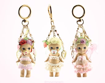 Bedazzled Sonny Angel Keychain, Kawaii Bag Charm