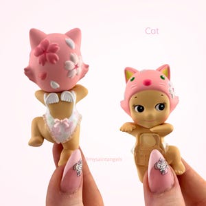Pink Sonny Angel Hippers Cherry Blossom, Kawaii Phone Charm Cat
