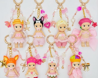 Llaveros rosados Sonny Angel, amuleto coleccionable kawaii
