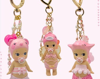 Llaveros de ángel rosa de Sonny, coleccionables kawaii hechos a mano