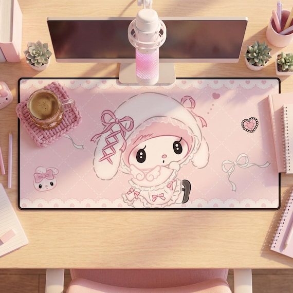 Coquette My Melody Desk Mat Mouse Pad| Gift for her | office desk mat | dorm room decor inspo | gift for bestie | sanrio lover gift