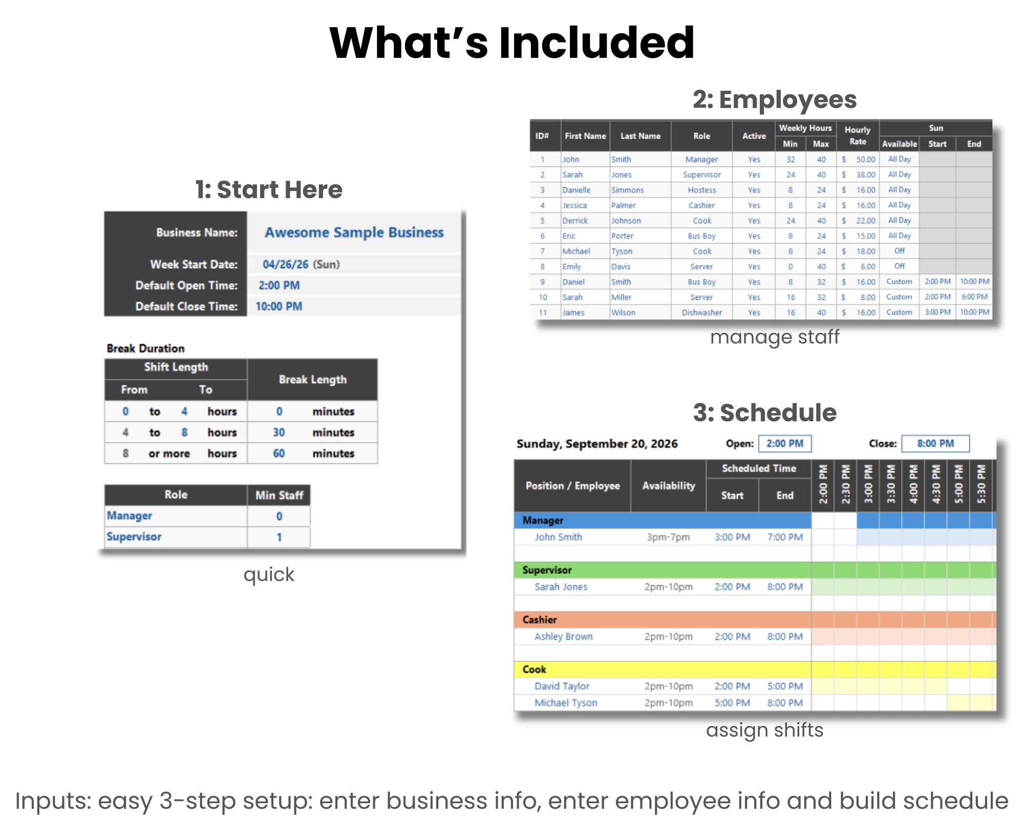 Availability Example In Excel Pro Employee Scheduling Excel Template | Labor Cost & Availability ...
