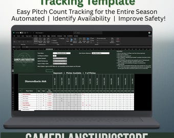 Baseball-Pitch-Count-Tracker | Jugend Briefing Log Excel Vorlage (.xlsx)
