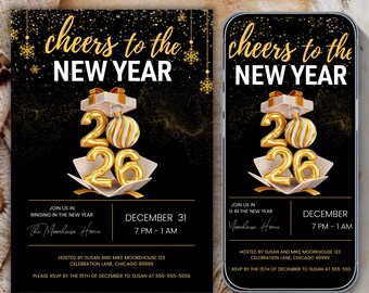 Editable New Year's Eve Party Invitation Template (Digital Download)