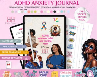 ADHD Anxiety Journal, Mental Health Workbook, Focus & Calm Planner, Daily Reflection PDF
