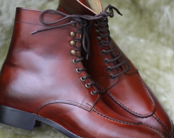Burgundy Leather Ankle Boots: Oxblood, Hand-Burnished Finish