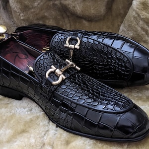 Luxury mens slip on loafers with leather sole and handcrafted finish