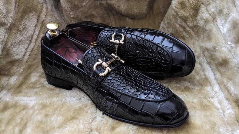 Luxury mens slip on loafers with leather sole and handcrafted finish