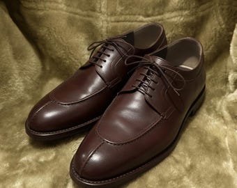 Zapatos Derby de cuero marrón con puntera tipo delantal para hombre, zapatos de vestir clásicos formales.