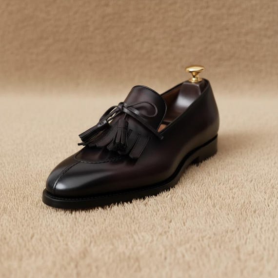 Men's Dark Brown Leather Kiltie Tassel Loafers | Handcrafted Formal Dress Shoes