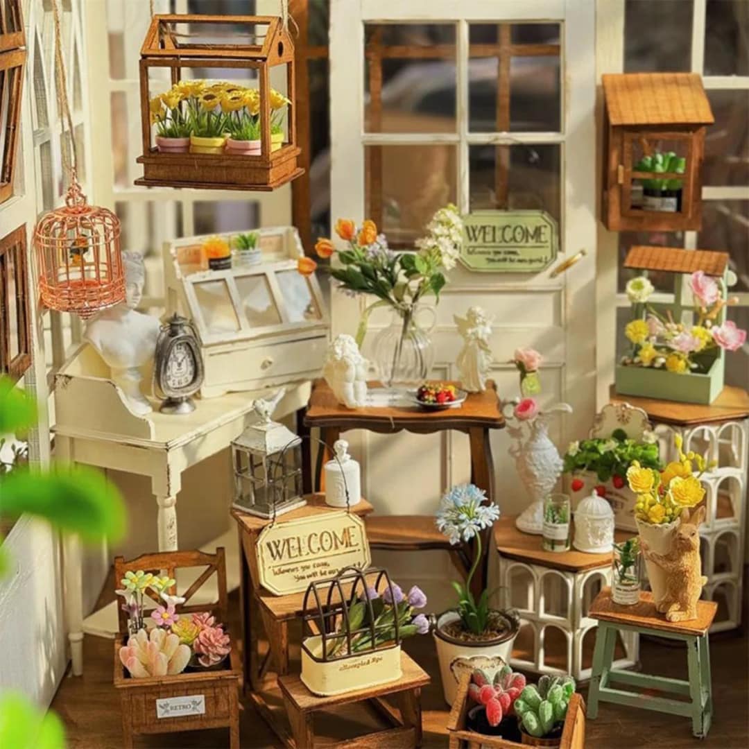 Spring Mini Decorations 1:12 Scale Miniature Spring Garden Decor - Dollhouse Flower Pots Plants ...
