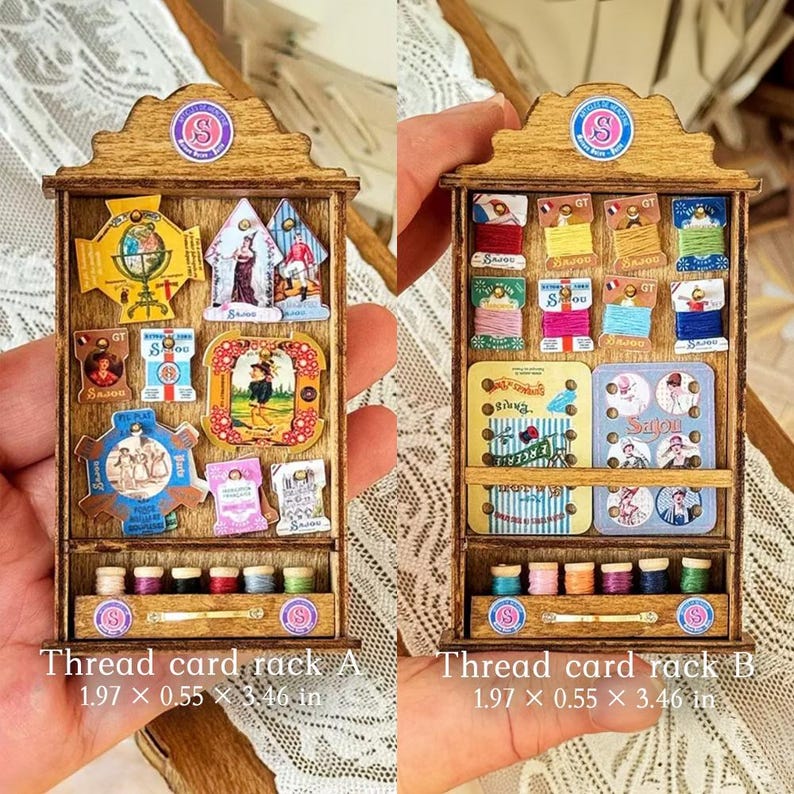 Miniature Card Racks Miniature Sewing Room Set - Dollhouse Vintage Sewing Machine ...