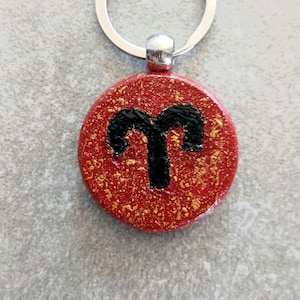 Hand-Painted Wooden Aries Keychain | Zodiac Astrology Accessory