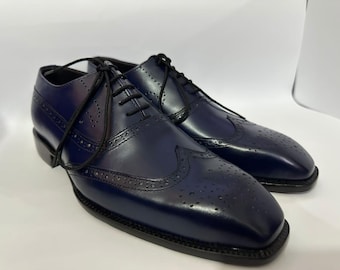 メンズハンドメイドブラウンレザーアンクルブーツ｜手縫いキャップトゥレースアップブーツ