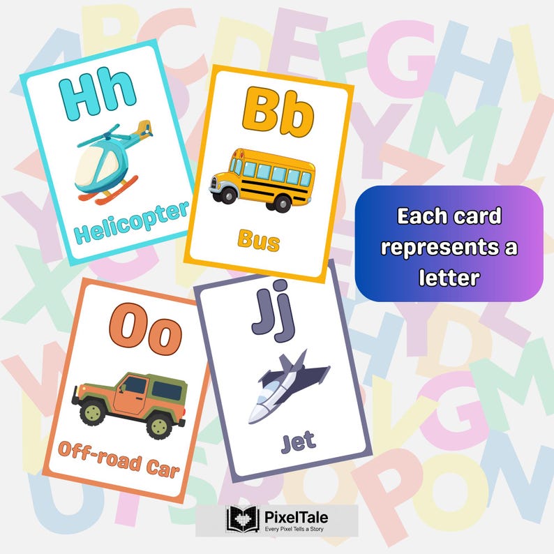 Vehicles Alphabet Flashcards, Printable Transportation ABC Cards ...