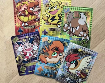 Lot de 59 cartes holographiques chibi PokeBaBy mignonnes à faire soi-même, brillantes, version anime 1996 Q151, collection classique Gengar et Charizard
