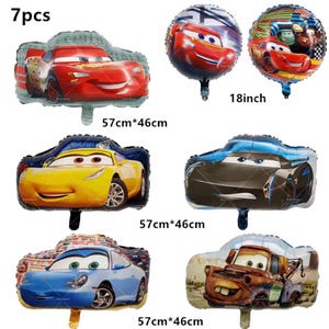 Pode incluir: Um conjunto de sete bal&otilde;es de folha em forma de carro, incluindo dois bal&otilde;es redondos de 18 polegadas. Os bal&otilde;es em forma de carro s&atilde;o de v&aacute;rias cores e designs, com dimens&otilde;es de 57 cm por 46 cm. Os bal&otilde;es apresentam personagens de desenhos animados.