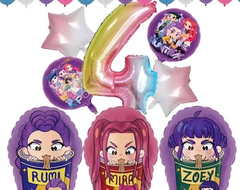 Zestaw balonów urodzinowych Kpop Demon Hunters Kpop, 20 szt. dekoracji imprezowych Huntrix