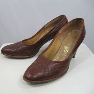 Vintage 1960s Brown Leather Selby Pump/Shoe Size 6