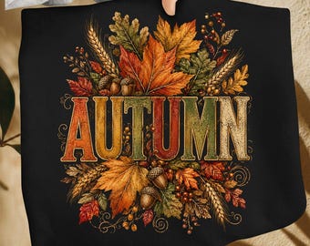 Autumn Leaves PNG, Vintage Fall Season Design, Autumn Harvest Graphic, Cozy Fall Decor, Thanksgiving Leaves, Rustic Autumn Artwork