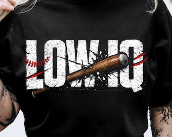 Low IQ Baseball PNG Funny Baseball Humor Design Vintage Baseball Fan Gift Player Coach Printable PNG