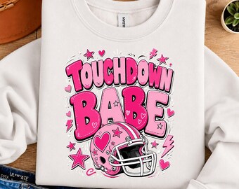 Touchdown Babe PNG, Pink Football Helmet Clipart, Coquette Football Girl Sublimation Design, Game Day Digital Download