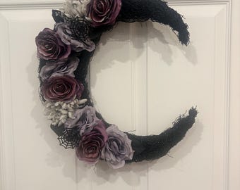 Halloween Purple & Black Moon Wreath