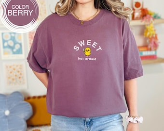 Sweet But Armed Duck T-Shirt, Duck with Knife Tee, Funny Duck Meme Shirt, Comfort Colors 1717 Graphic Tee, Duck Lover Gift