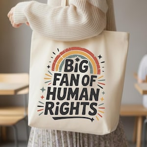 Torba płócienna Rainbow Human Rights, torba Good Trouble Canvas Shopper, prezent Protect Trans Kids Pride, torba Progressive Nonbinary Activist