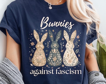 Hasen gegen Faschismus Shirt, ideelles Osterhasen-T-Shirt, ideelles Anti-Trumpf-Shirt, Antifa-Shirt, kreatives Oster-Grafik-T-Shirt