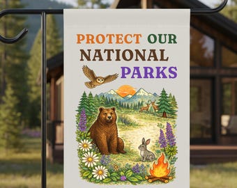 Bescherm de tuinvlag van onze nationale parken, anti-troefs verzet tegen het fascisme, progressieve tuinbanner, buitenhuisdecor, Earth Day Gift, natuurliefhebber