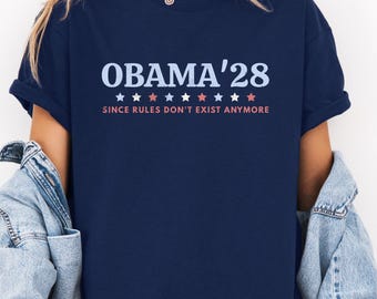 Grappig politiek T-shirt, Obama 2028 Omdat Regels Niet Meer Bestaan T-shirt, Retro Verkiezingen Parodie T-shirt, Liberaal Humoristisch Cadeau voor Progressieve Democraat