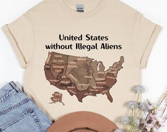 Shirt Verenigde Staten zonder illegale vreemdelingen, kaart van het geboorteland, T-shirt inheemse rechten, ICE afschaffen, grafisch T-shirt sociale rechtvaardigheid mensenrechten