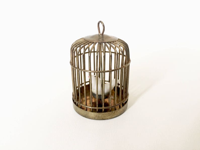 Vintage Girl With Bird Cage Miniature Dollhouse Picture