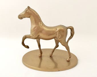 Brass Horse Statue - Horse Figurine - Gold Horse Art - Gift for Horse Lover Equestrian Decor Vintage Brass Figurines - Stallion Thoroughbred