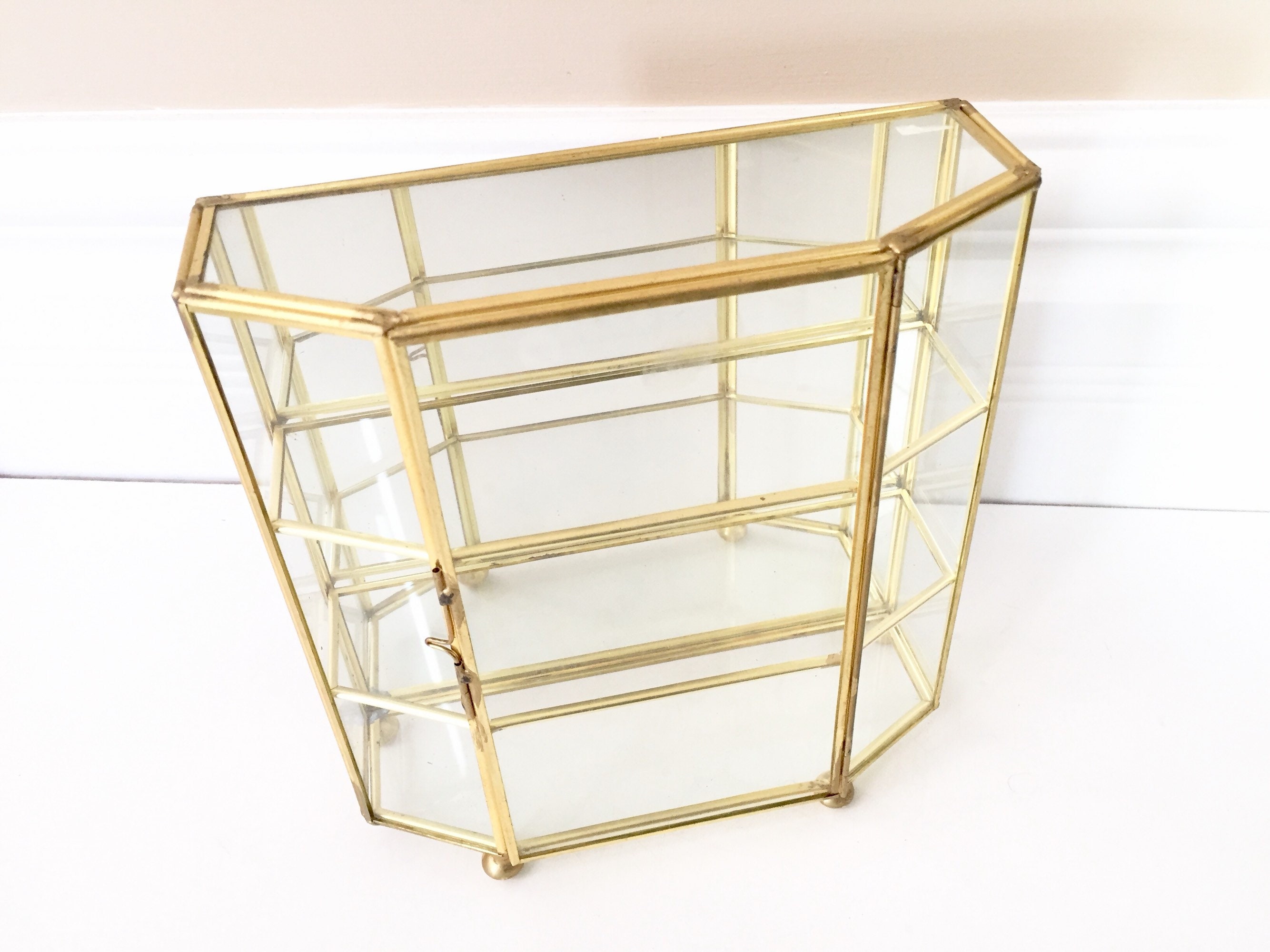 Vintage Glass Showcase Jewelry Display Case Mini Showcase Etsy