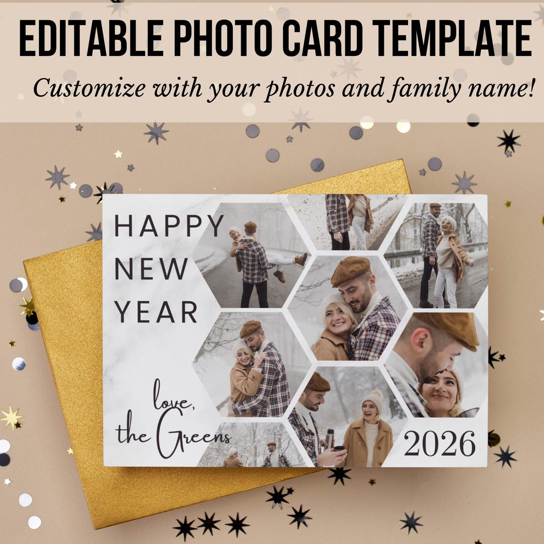 Holiday Photo Card New Years Family Year in Review Custom Editable ...