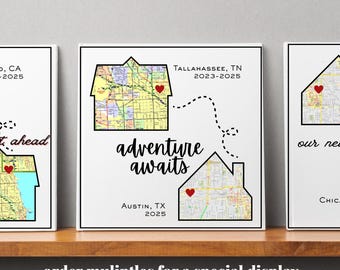 Adventure Awaits Custom Wall Art Moving Keepsake, New Home Decor, Neighbor Moving Gift