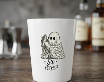 Bicchiere da shot "Fantasma nella coperta" / Sip Happens - Accessorio da bar per cocktail di Halloween