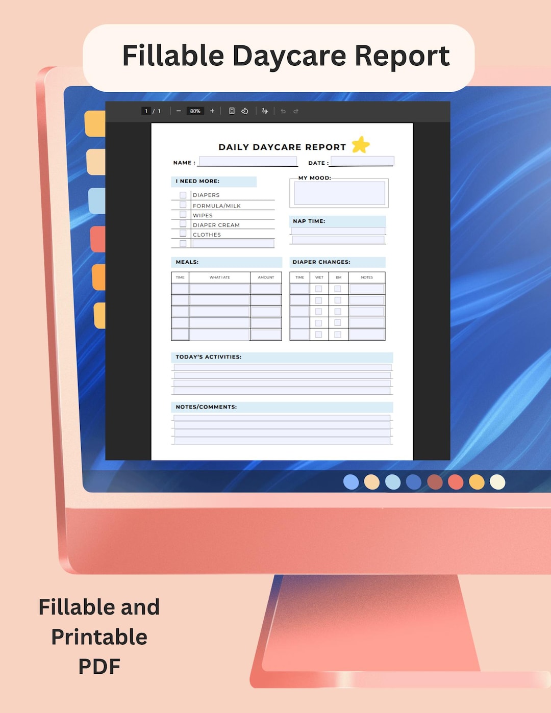 Editable Daily Daycare Report | Infant & Toddler Daily Sheet PDF ...