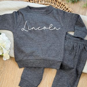 Personalized baby jogger set Custom baby boy outfit Neutral baby gift set baby clothing set Baby name outfit set jogger set for babies