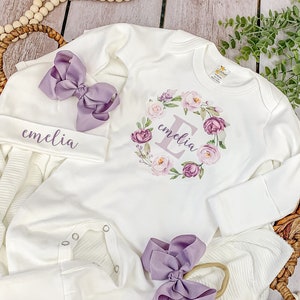 Newborn girl coming home outfit baby girl coming home outfit baby coming home outfit girl personalized baby girl going home outfit Purple