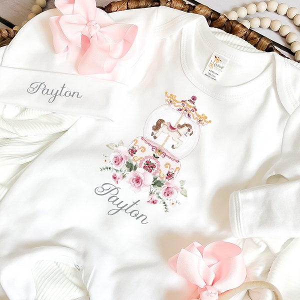 Newborn Baby Girl Coming Home Outfit Sweet Carousel Baby Girl Clothes New baby girl Shower gift